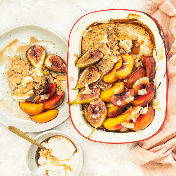 Gut Friendly Baked Oats with Peaches Recipe